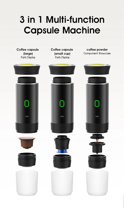 USB Portable Electric Espresso Machine 3-In-1 Capsule Coffee Maker Small Wireless Heating For Home Camping Travel Coffee Machine