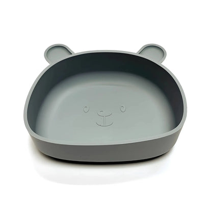 Children's silicone dinner plate baby auxiliary bowl suction cup bear cartoon dinner plate fall-proof anti-scald tableware