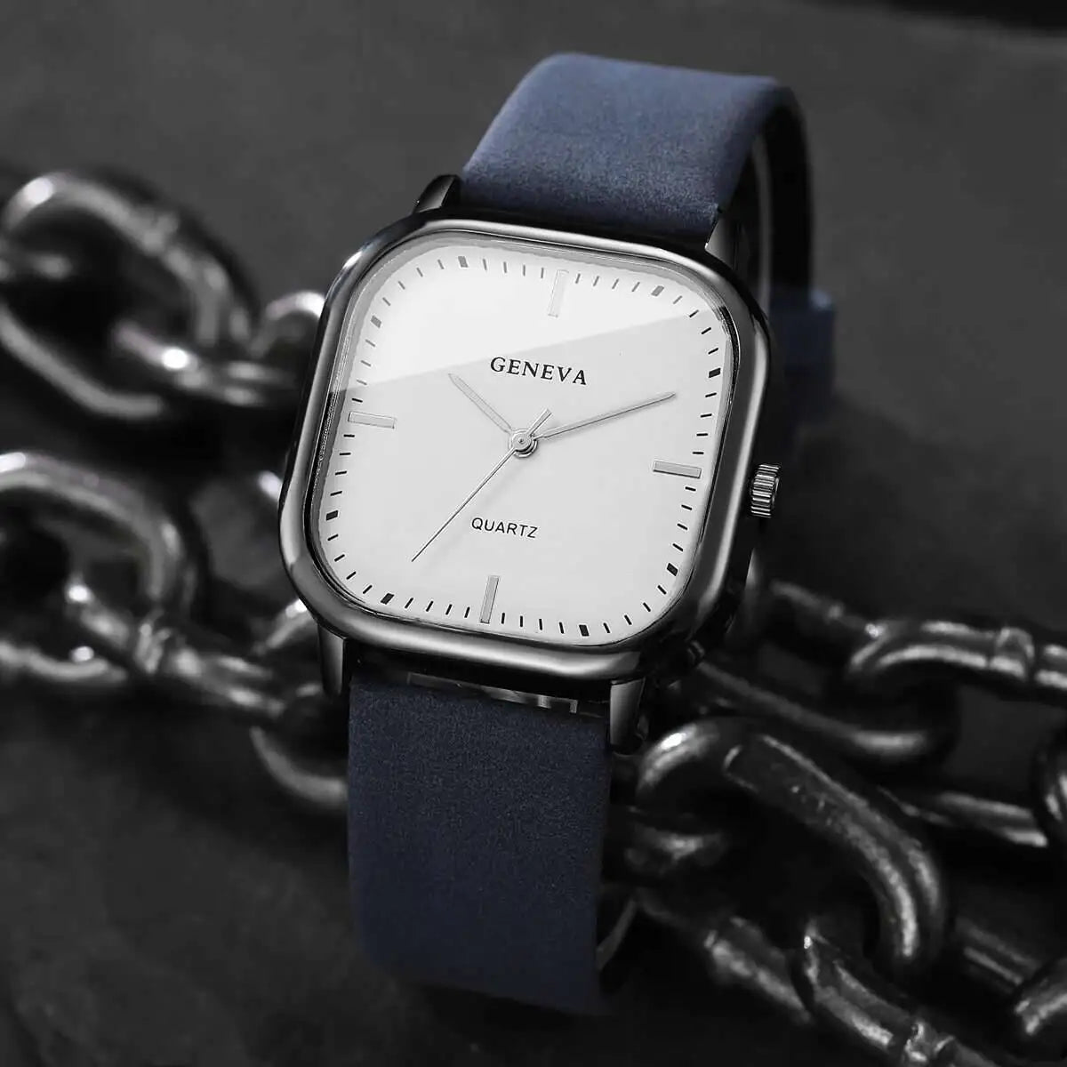 Minimalist Men's Watches Fashion Square Quartz Watch Casual Leather Strap Wristwatch Reloj Hombre（Without Box）