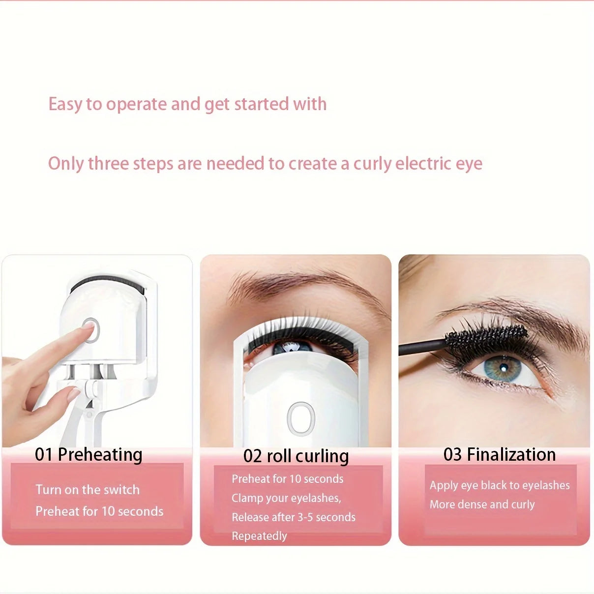 1pc electric eyelash curler USB heated eyelash curler is durable, portable and suitable for travel and outdoor makeup.