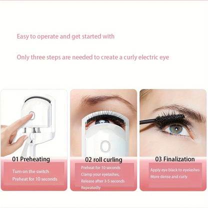 1pc electric eyelash curler USB heated eyelash curler is durable, portable and suitable for travel and outdoor makeup.