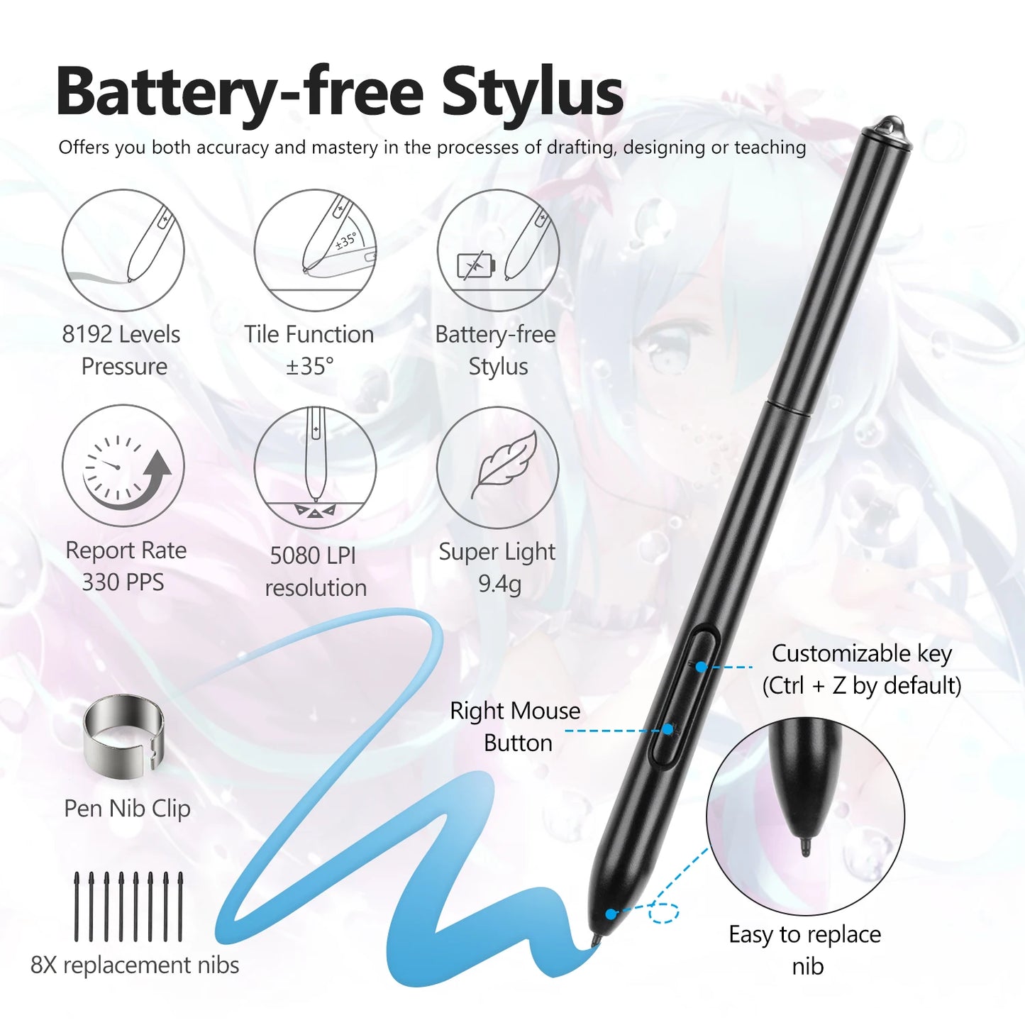 SPASEEBA T605 Graphics Tablet for Drawing / Paiting / Gaming OSU, Ultra Thin Art Pen Tablet with 8192 Levels Digital Stylus