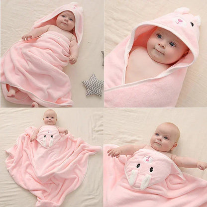 Cartoon Animal Baby Hooded Bath Towels Toddler Bathrobe Warm Sleeping Swaddle Wrap for Boys Girls Newborn Soft Towel Blanket