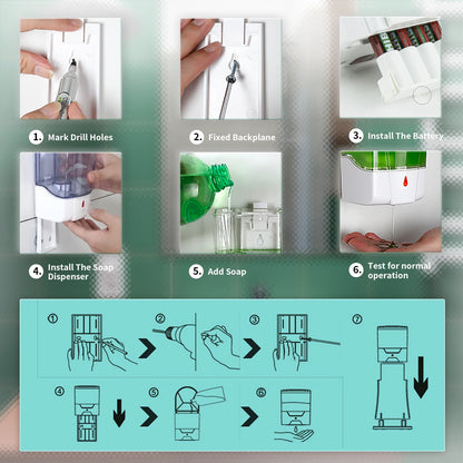 Automatic Hand Soap Dispenser, 700mL/23fl.oz Wall-Mounted ,Touchless Sensor Pump, Battery-Operated for Home, Hotel Use