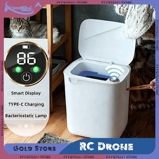 18L Smart Sensor Trash Bin  Smart Sensing Trash Can with Display Type-C Recharging Automatic Wastebin Kitchen Toilet Wastebasket