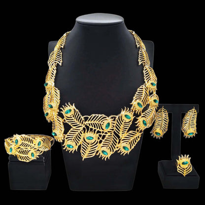 Luxury Woman Long Necklace Unique Design Italian Wedding Party Earrings Bracelets Gold Plated Jewelry Accessories High Quality