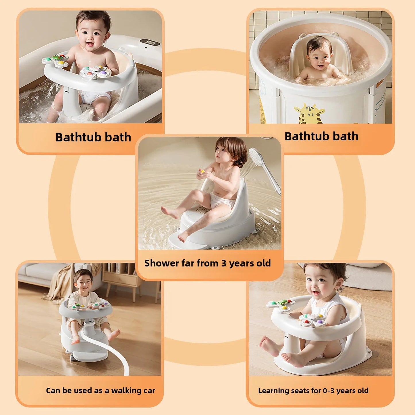 Baby bath seat baby bath seat bath stool sitting handy gadget bathtub sit bath learning seat kidsnon-slip