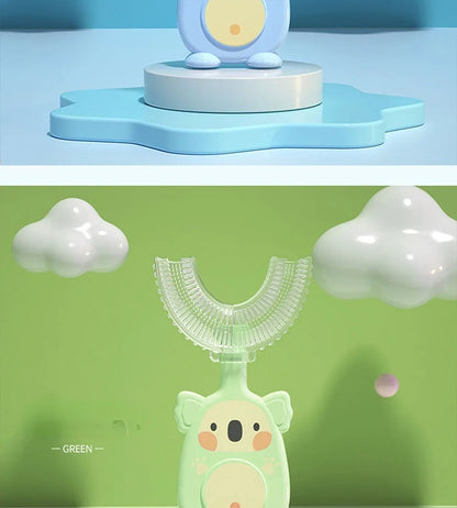 Baby 360 Degree U-shaped Oral Care Cleaning Silicone Soft Toothbrush Cartoon Penguin Koala Cute Children Toothbrush