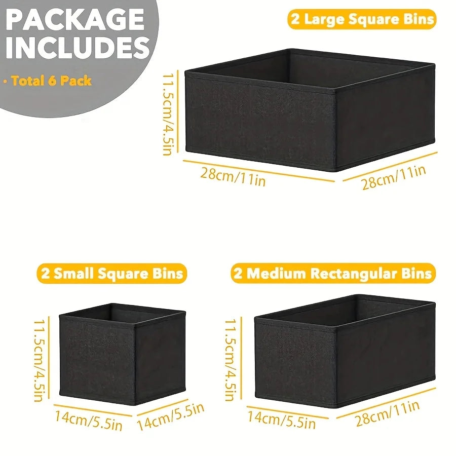 6 Pack Drawer Organizer for Clothes Dresser Drawer Organizer Bins Closet Organizers and Storage Dividers for Clothing Underwears