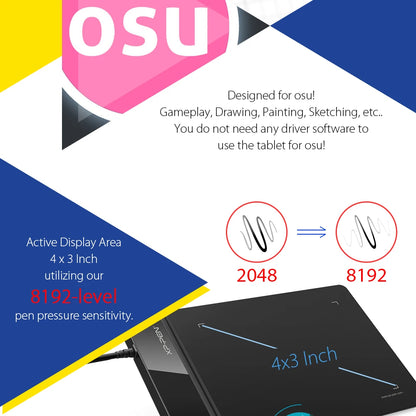 XPPen Star G430S Drawing Tablet Graphics Tablet for OSU Art Design Business Signature with Battery-free Stylus 8192 Levels