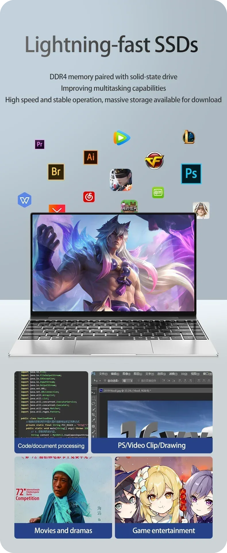 14.1 inch Laptop Intel Pentium N3700 Windows 11 16GB RAM Notebook 1920*1080 Resolution Unlock Computer Office Study gamer PC