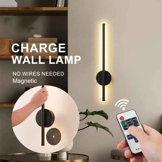 Rechargeable 50cm/80cm Wall Light Wireless LED Internal Wall Sconce Modern Beside Night Lamp for Bedroom Remote Control 1PCS