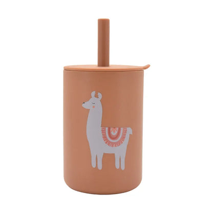 Baby Silicone Sippy Cup Portable Storage Snack Container Feeding Children Rainbow Printing Leakproof Learning Drink Cup Bpa Free