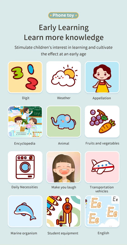 Baby Simulation Mobile Phone Toy Screen Music Early Educational Toys Learning Vocal English Mobile Vocal Toy Model Children Gift