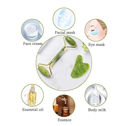 100% Natural Stone Gua Sha Board Set Jade Roller Massager Gouache Scraper Acupuncture Facial Lifting Spa Skin Care Beauty Tools