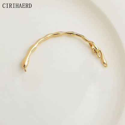 Branch Half Ring Bracelet 14K Gold Plated Irregular Connections Curved Tube For DIY Women's Jewelry Bracelet Making Accessories