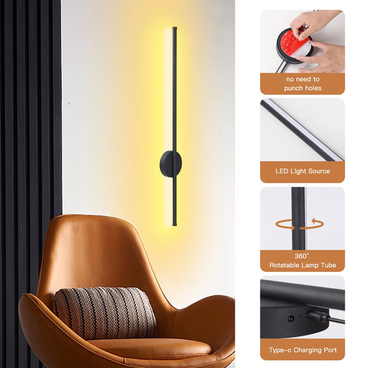 Rechargeable 50cm/80cm Wall Light Wireless LED Internal Wall Sconce Modern Beside Night Lamp for Bedroom Remote Control 1PCS