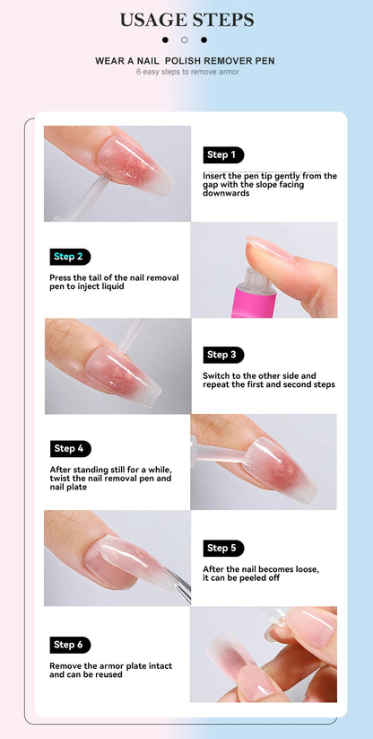 3ml Nail Polish Remover Pen Portable Highly Efficient Fast-Dissolve Glue Pen Reusable Manicure Tool for Fake Nails No Damage
