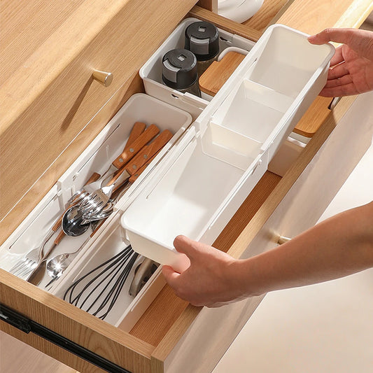 Retractable Drawer Organizer For Desk Length Adjustable Compartment Storage Box Clothes Container Makeup Sorting Storage Box