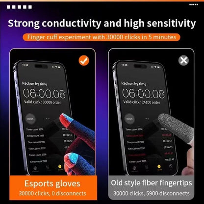 1 Pair NEW E-Sports Mobile PUBG Game Finger Gloves Silver Fiber Anti Slip Ultrathin Sweat Resistance Breathable Gaming Fingertip