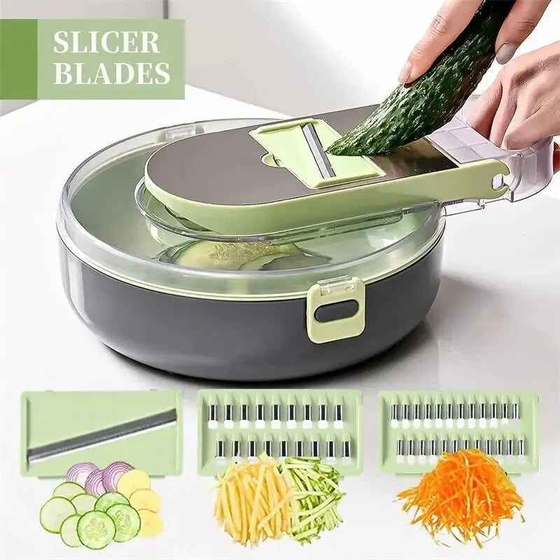 11 in 1 Multifunctional Vegetable Slicer Cutter Shredders Slicer With Basket Fruit Potato Chopper Carrot Sliced and Diced