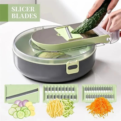 11 in 1 Multifunctional Vegetable Slicer Cutter Shredders Slicer With Basket Fruit Potato Chopper Carrot Sliced and Diced