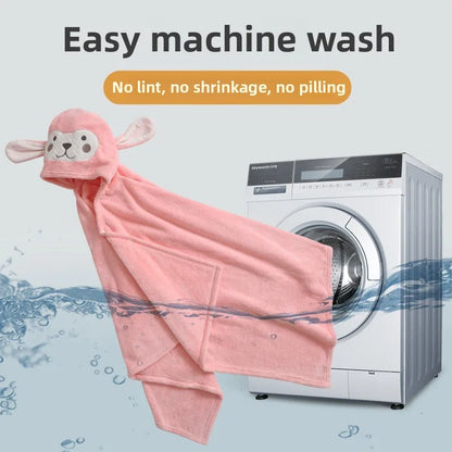 Baby Hooded Bath Towel - Super Absorbent Microfiber Cartoon Cloak, Soft Infant Bathing Wrap with Cute Animal Designs