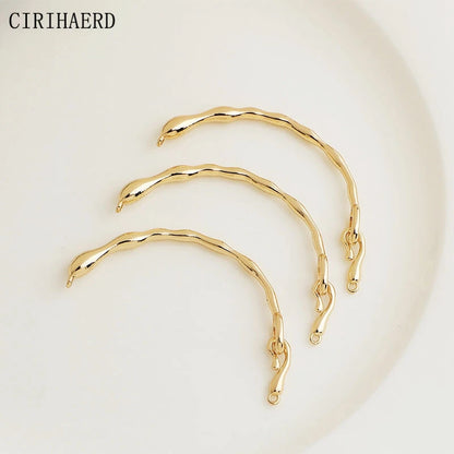 Branch Half Ring Bracelet 14K Gold Plated Irregular Connections Curved Tube For DIY Women's Jewelry Bracelet Making Accessories