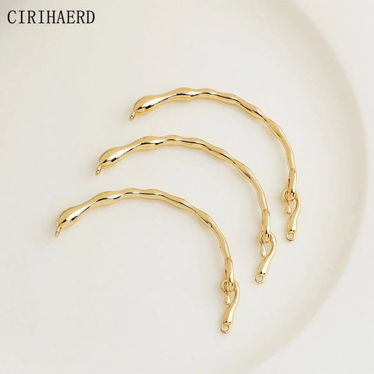 Branch Half Ring Bracelet 14K Gold Plated Irregular Connections Curved Tube For DIY Women's Jewelry Bracelet Making Accessories