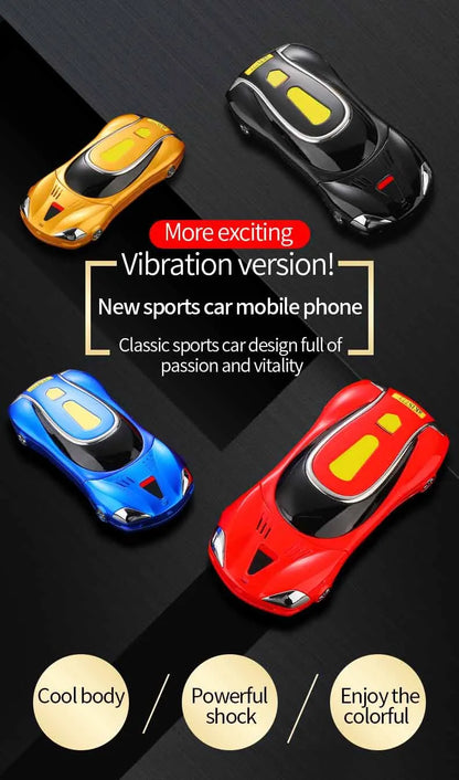 Car Model Mobile Phone 1.8 inch Push Button Mini Car Shape Key Student Dual Sim Telephone MP3 Real Vibration No Camera Cellphone