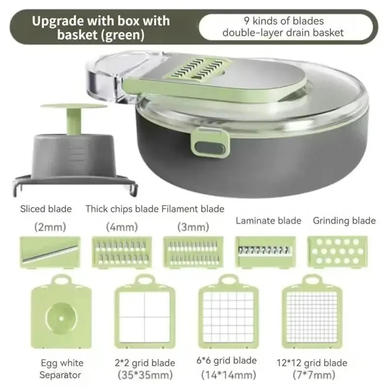 11 in 1 Multifunctional Vegetable Slicer Cutter Shredders Slicer With Basket Fruit Potato Chopper Carrot Sliced and Diced