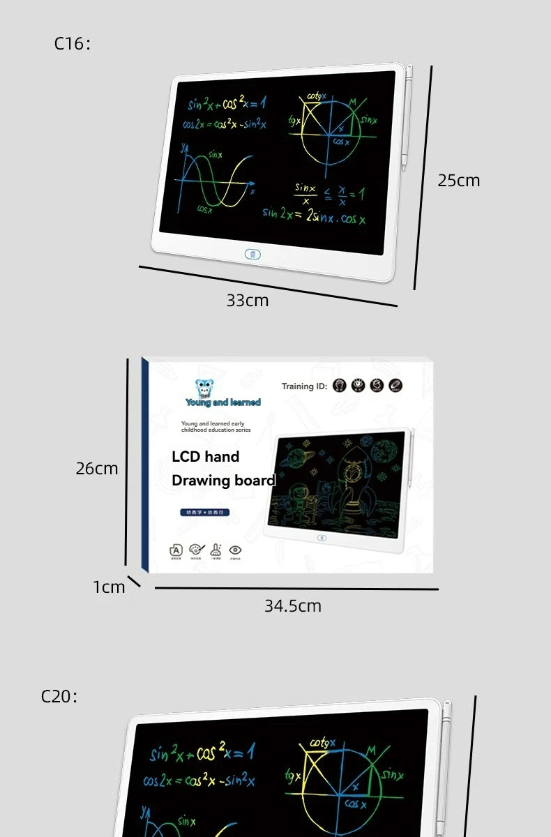 16/20Inch Electronic Writing Tablets Lcd Screen Drawing Board Handwriting Pad Digital Graphic Writing Tablet Kids Gifts School
