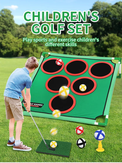 Golf Game Play Set Golf Chipping Game Cornhole Game with Balls Putting Mat Putter Target for Golfers Kids Family Indoor Outdoor