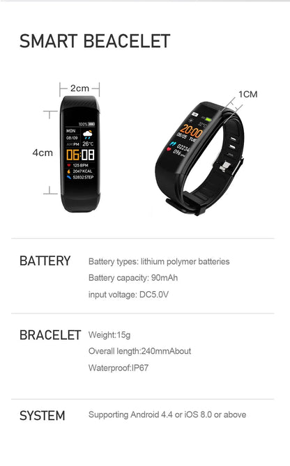 C5S Smart Wristband Fitness Tracker Bracelet Fit Men Women Kid Smartwatch Sport Waterproof Connected Heart Rate Smart Watch Band