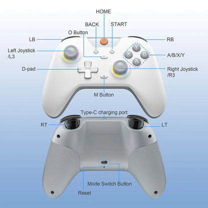 EasySMX X05 Wireless Gamepad, RGB Bluetooth Gaming Controller for PC/Phone/Switch/ Steam/TV, Hall Joysticks Effect