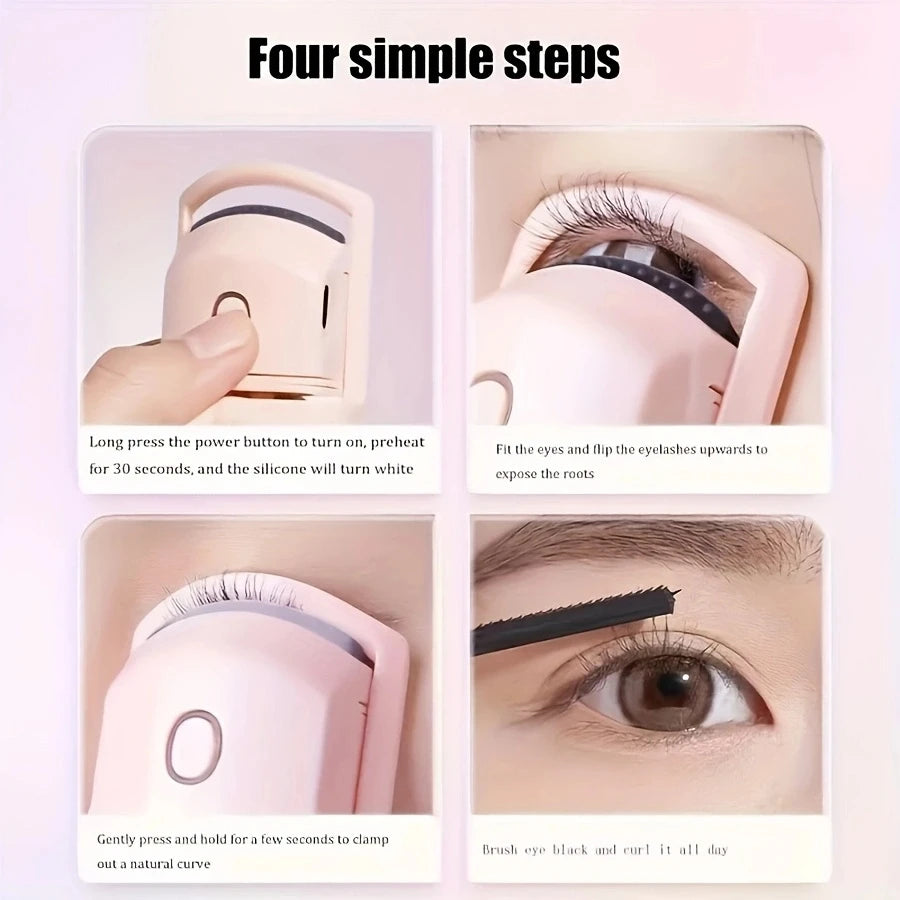 1pc electric eyelash curler USB heated eyelash curler is durable, portable and suitable for travel and outdoor makeup.