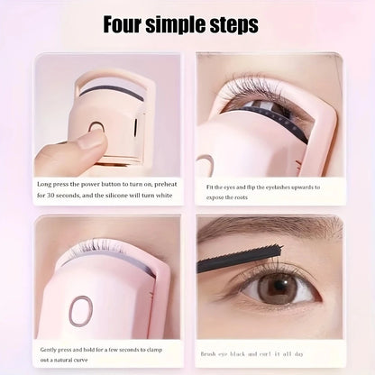 1pc electric eyelash curler USB heated eyelash curler is durable, portable and suitable for travel and outdoor makeup.