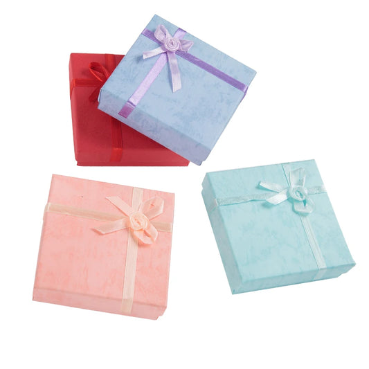 24pcs Jewelry Gift Box 9x9x2.5cm Red Jewellery Sets Box for Necklace Earrings Ring Case Packaging Display Wholesale