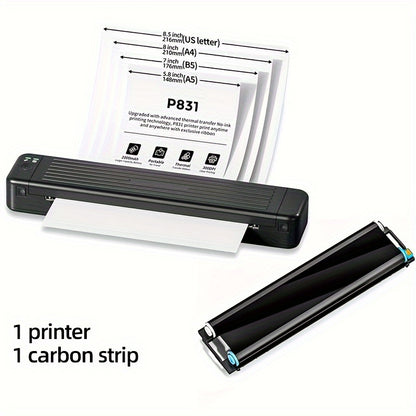 1set A4 Printer P831: 8.5X11in, Heat Transfer Printer, Ink Free, Wireless Connection To Mobile Phone, Tablet, USB Connection To Computer, Printing American Stationery/A4/A5/B5 Ordinary/thermal Paper, Suitable For Mobile Offic