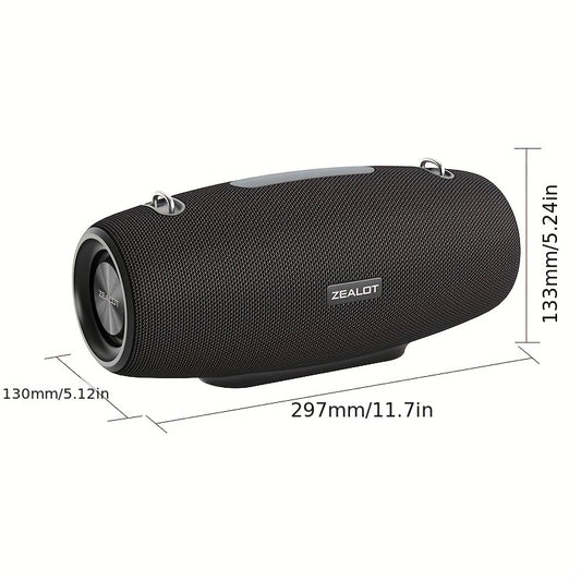 ZEALOT S67 14400mAh 60W Wireless Speakers - Loud Stereo, Booming Bass, Dual Pairing, 40 Hours Playtime, Waterproof, Portable Subwoofer - Includes Shoulder Strap, Charging Cable, Aux Cable, TF USB Plug-in Card, Compatible with