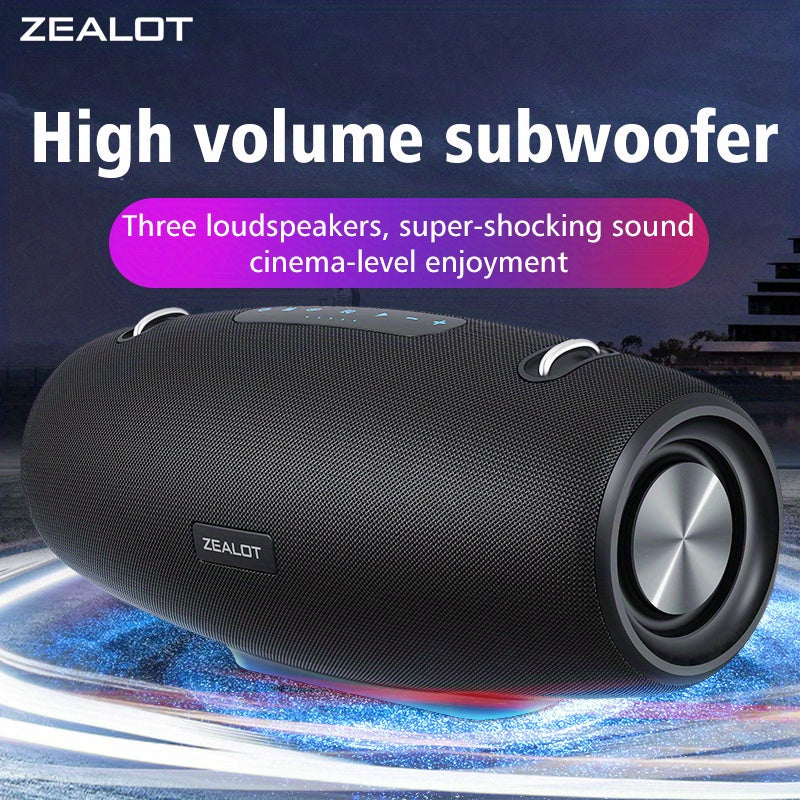 ZEALOT S67 14400mAh 60W Wireless Speakers - Loud Stereo, Booming Bass, Dual Pairing, 40 Hours Playtime, Waterproof, Portable Subwoofer - Includes Shoulder Strap, Charging Cable, Aux Cable, TF USB Plug-in Card, Compatible with
