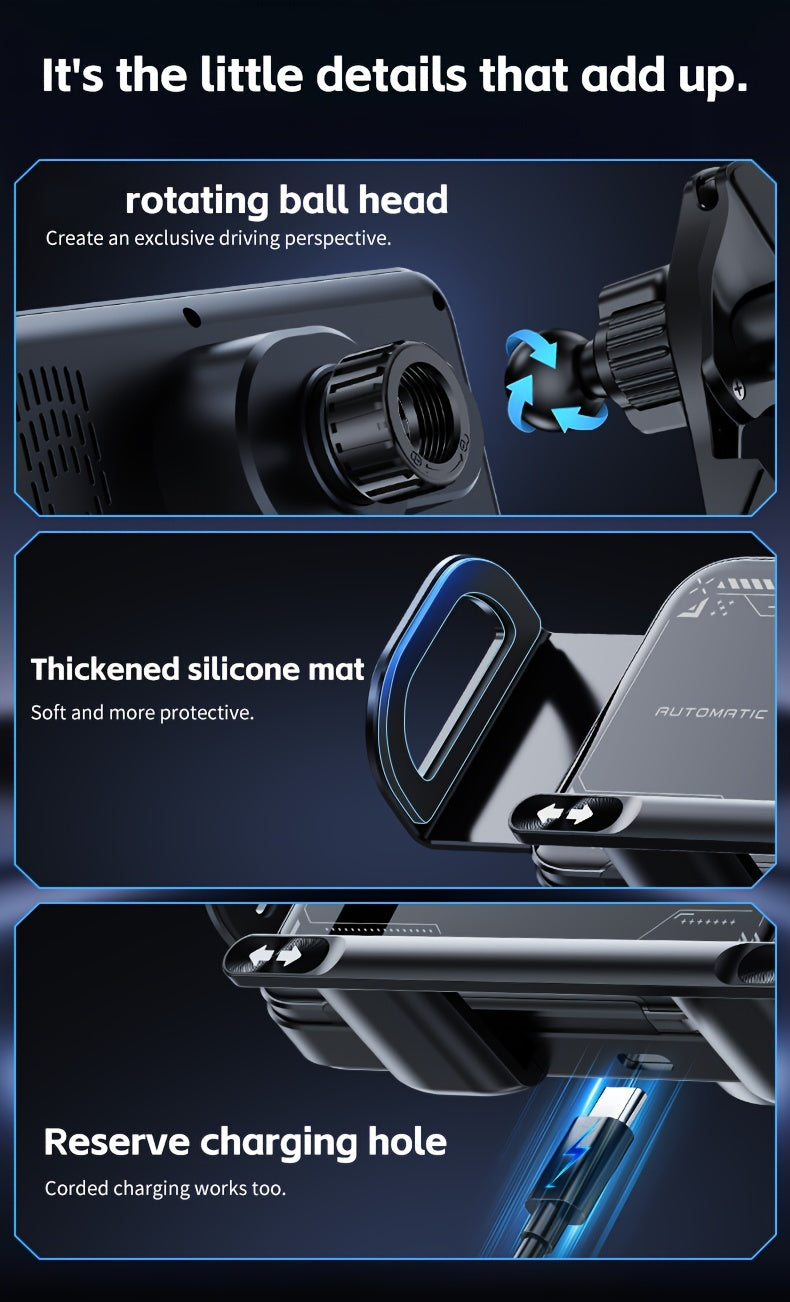 2025 New Car Holder Folding Screen Mobile Phone/tablet Holder 15W Wireless Fast Charging Two-in-one Automatic Rotating Magnetic Mobile Phone Holder Car Air Outlet Holder Suitable for Folding Screen Hands Samsung Galaxy ZFold6