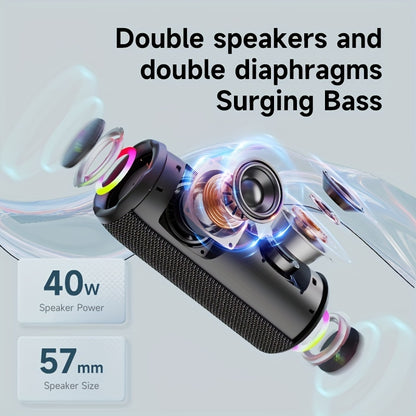 ZEALOT S49 Pro 20W Wireless Speakers, Portable Subwoofer Speaker Wireless Speaker, Dual Pairing, 3000mAh Battery, 10 Hours Playtime Loud Stereo, Booming Bass. Charging Cable And Aux Cable, TF USB Plug-in Card Compatible, Conn