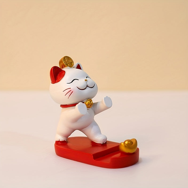 [Cute Cat Holder] Cute Cartoon Cat 1pc Mobile Phone Tablet Holder - Office Desk Ornament Suitable for Mobile Phones and Tablets