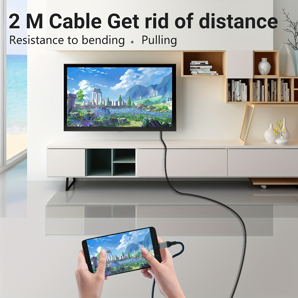 4K30Hz USB C To HDTV Cable, 2M/78.74In/6.56Ft Black Red Plug & Play High-Resolution Type-C To HDTV Adapter For MacBook, IPad, IMac,IPhone,Mobile Phone,Tablet,Laptop